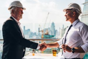 Contractor shaking hands